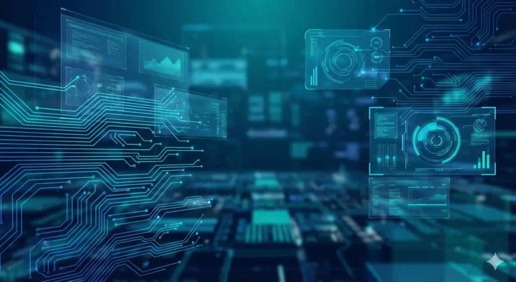 high-tech blue digital dashboard